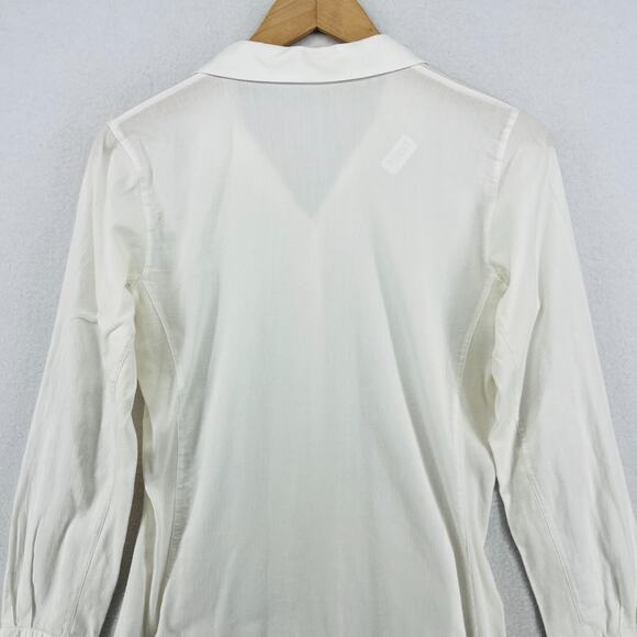 EILEEN FISHER Top S Cotton Woven Jersey Panels Shirt Button Up Long Sleeve White - Picture 4 of 13
